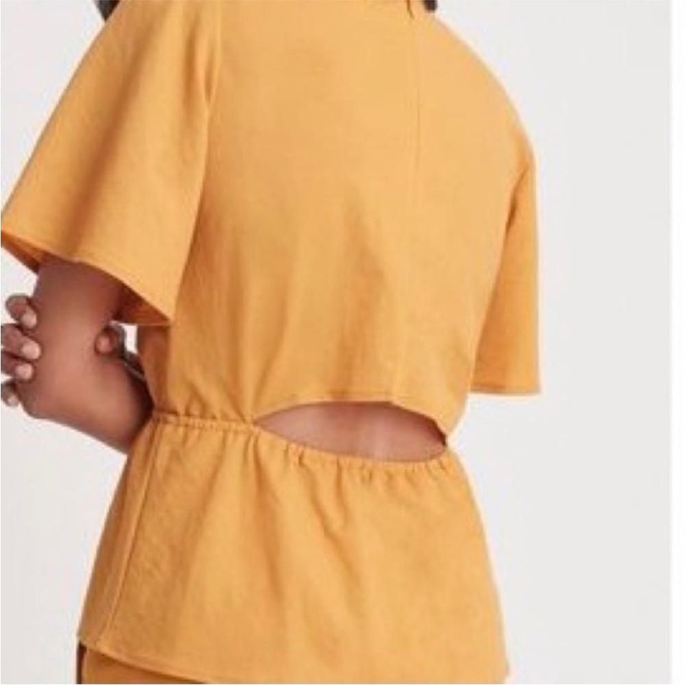 Ann Taylor Cut Out Back Peplum Top Blouse Orange Size Large NWT